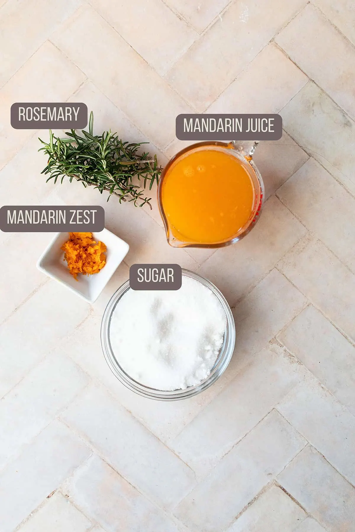 Ingredients to make the mandarin syrup.