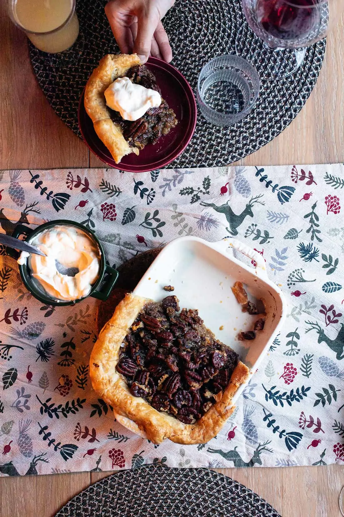 Maple Pecan Pie with slices taken out.