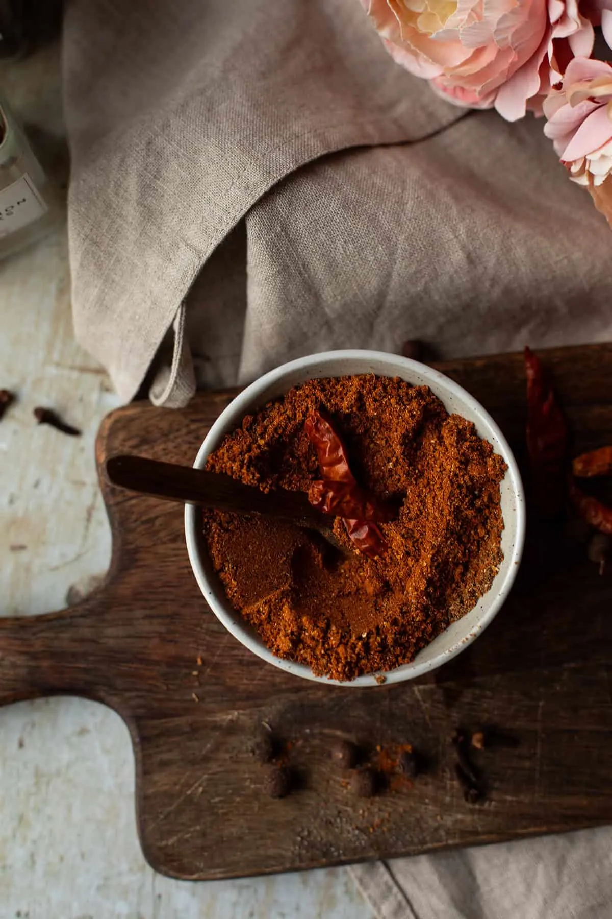 Small bowl with berbere chili powder.