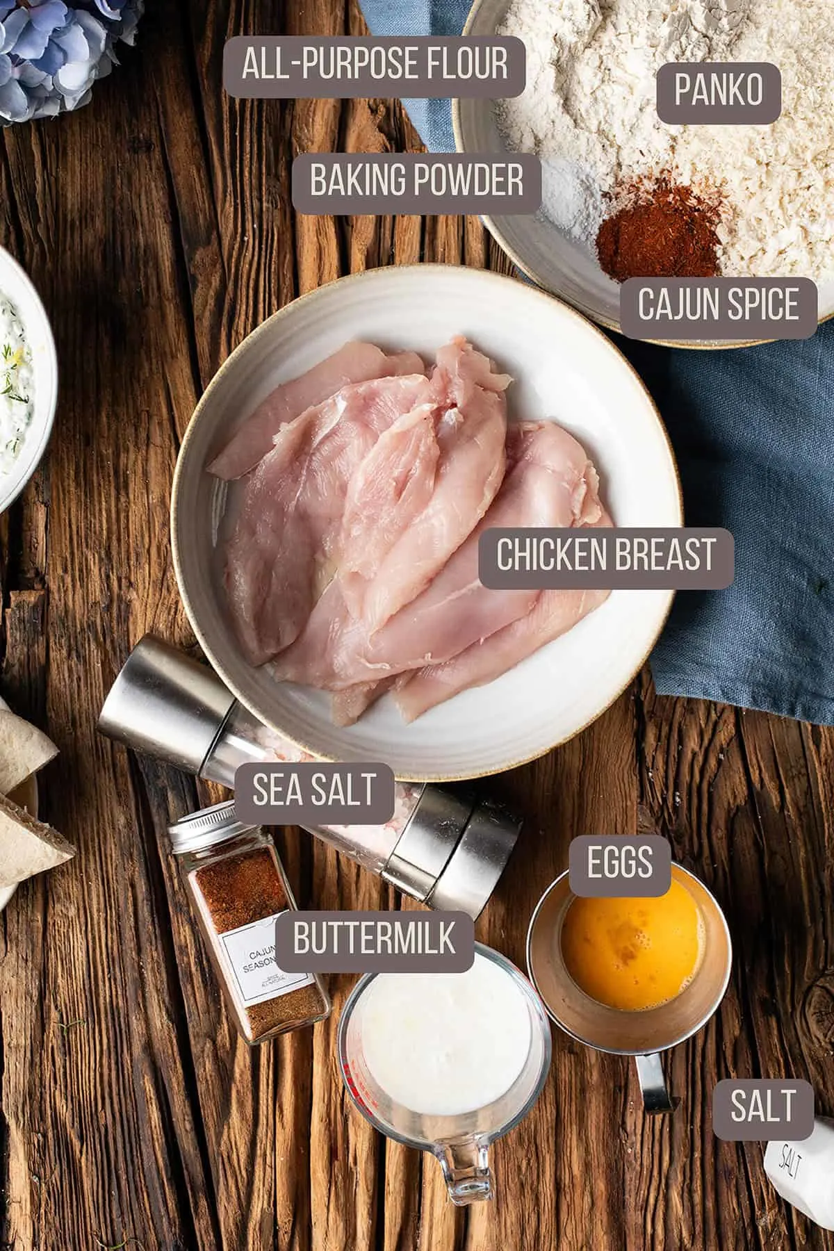 Ingredients to make crispy chicken.