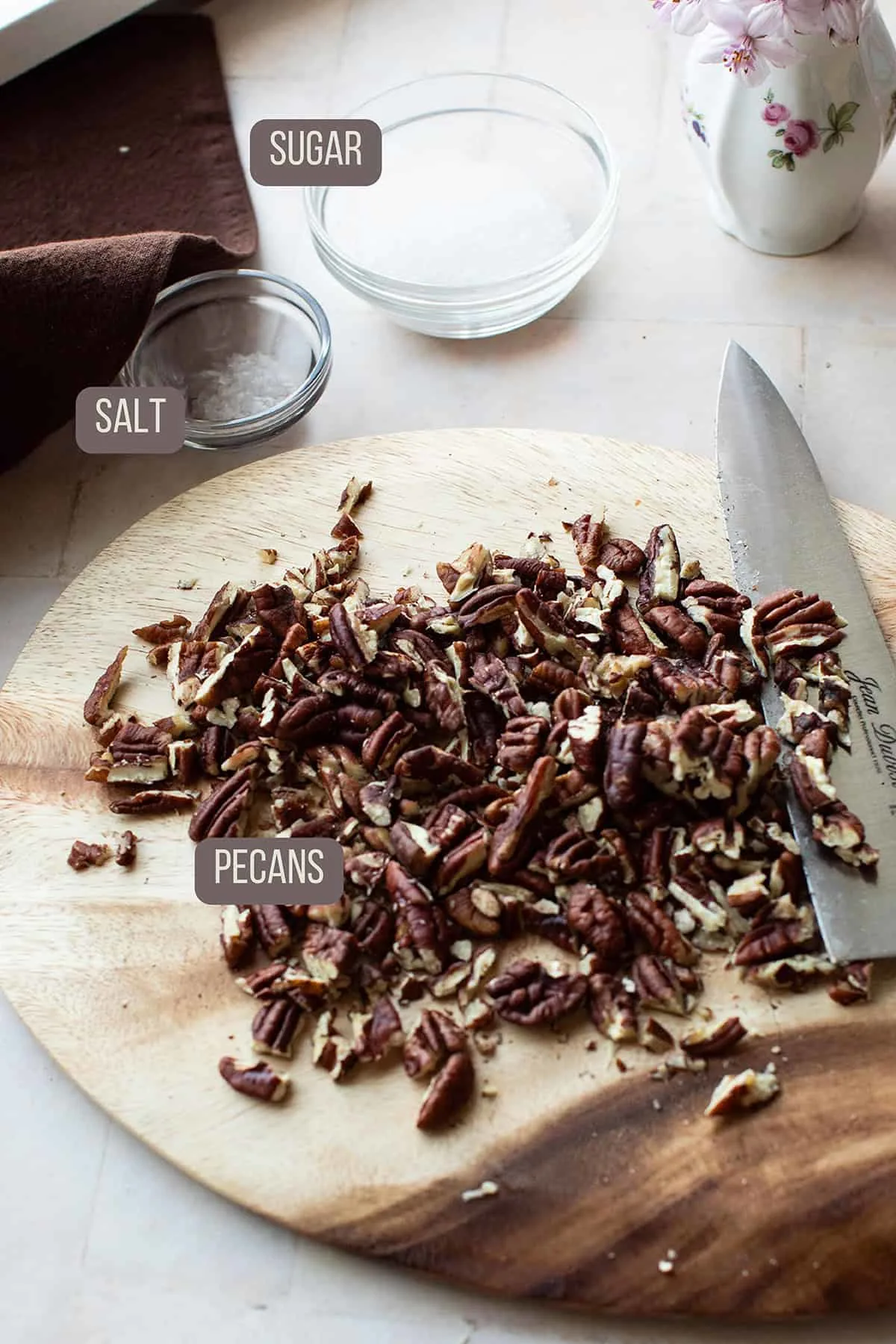 Ingredients to make pecan brittle.