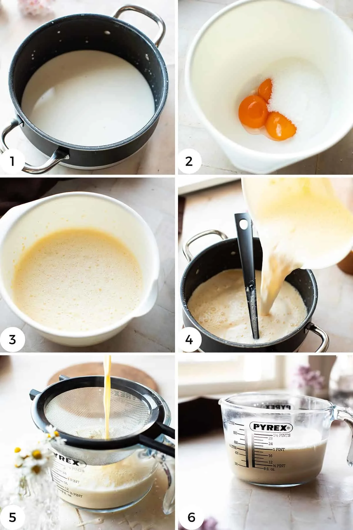 Steps to make the ice cream base.