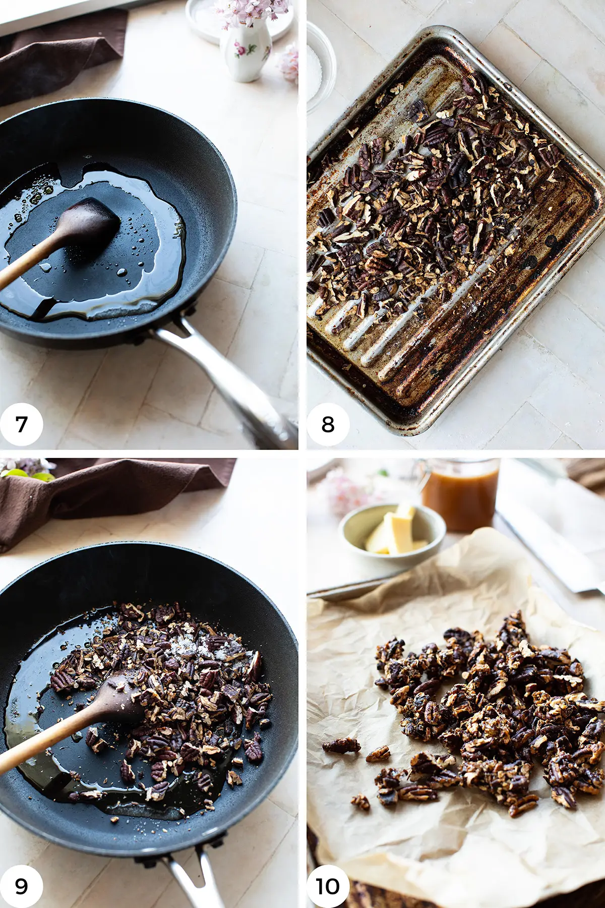 Steps to make the pecan brittle.
