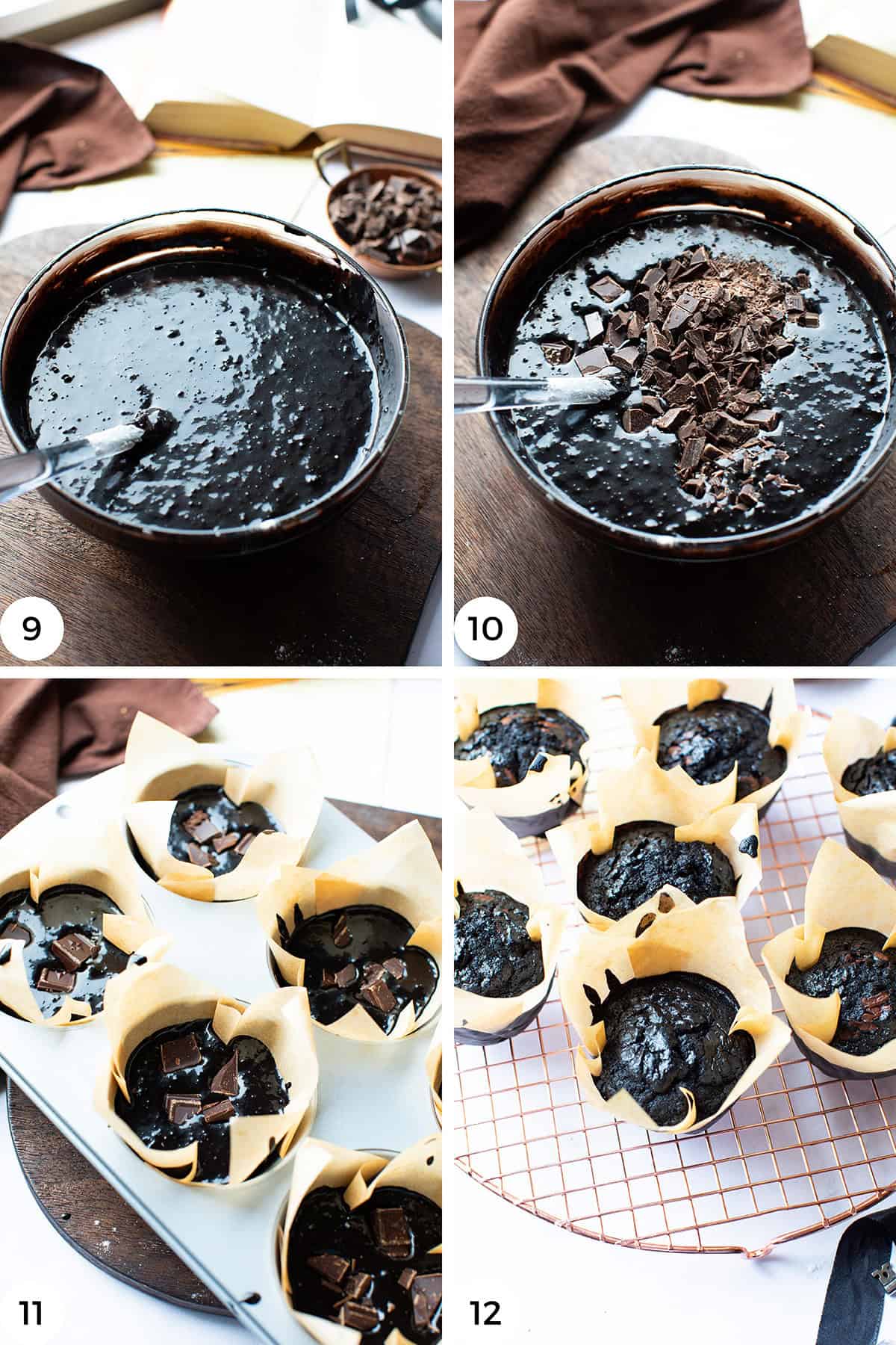 Steps to bake the cupcakes.