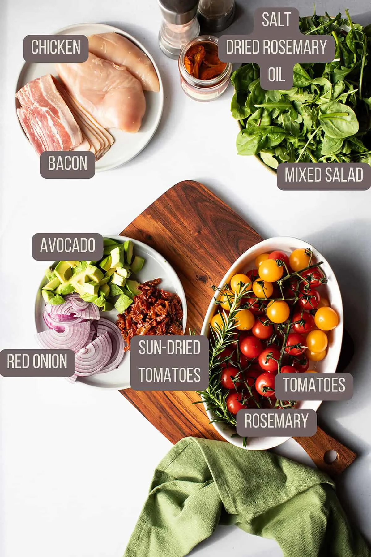 Ingredients to make the salad.