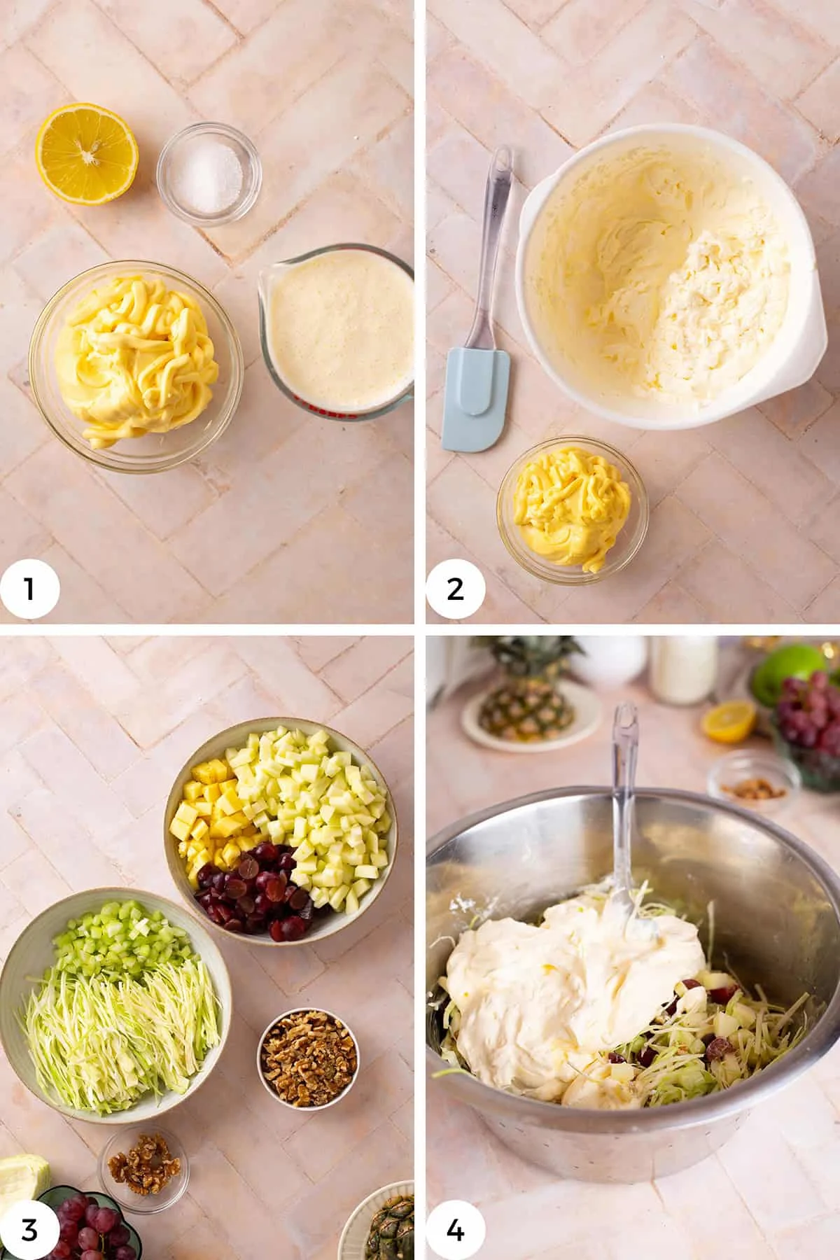Steps to make the Waldorf salad.