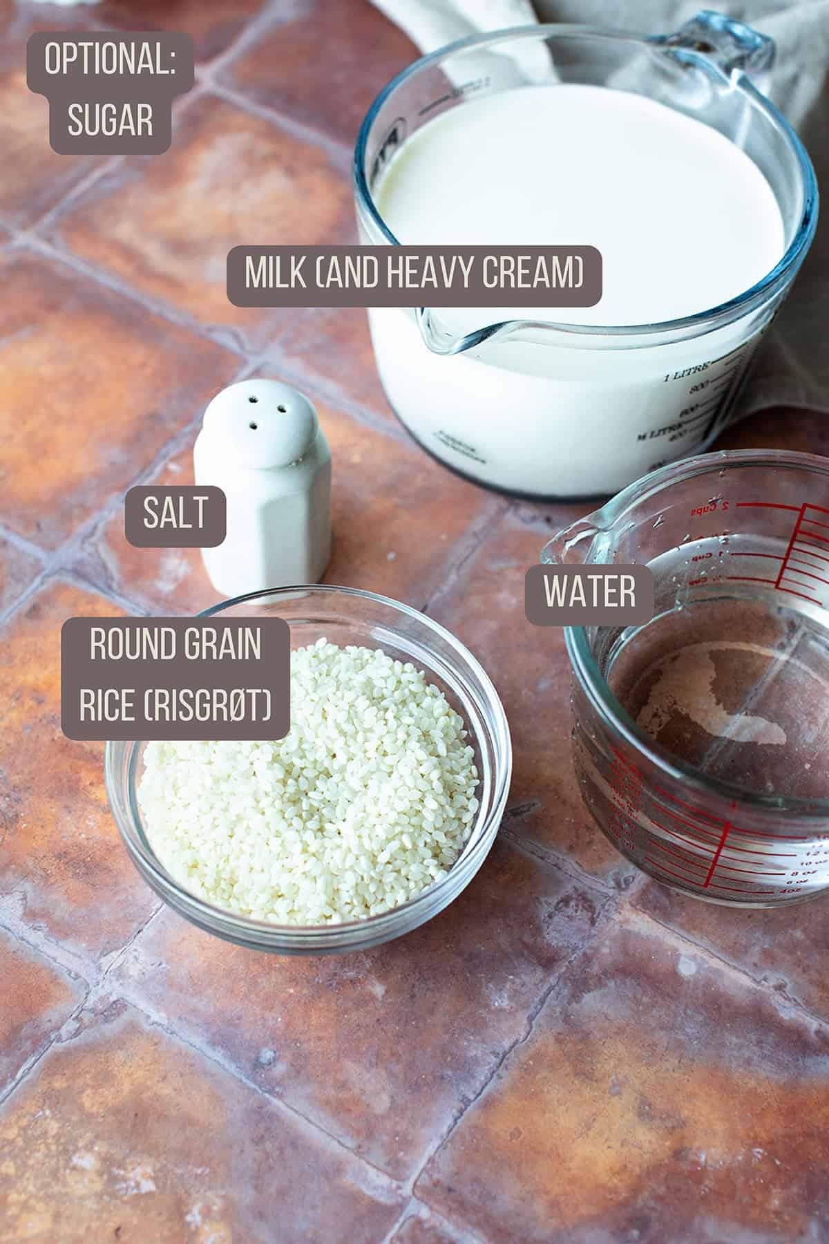 Ingredients to make the porridge.