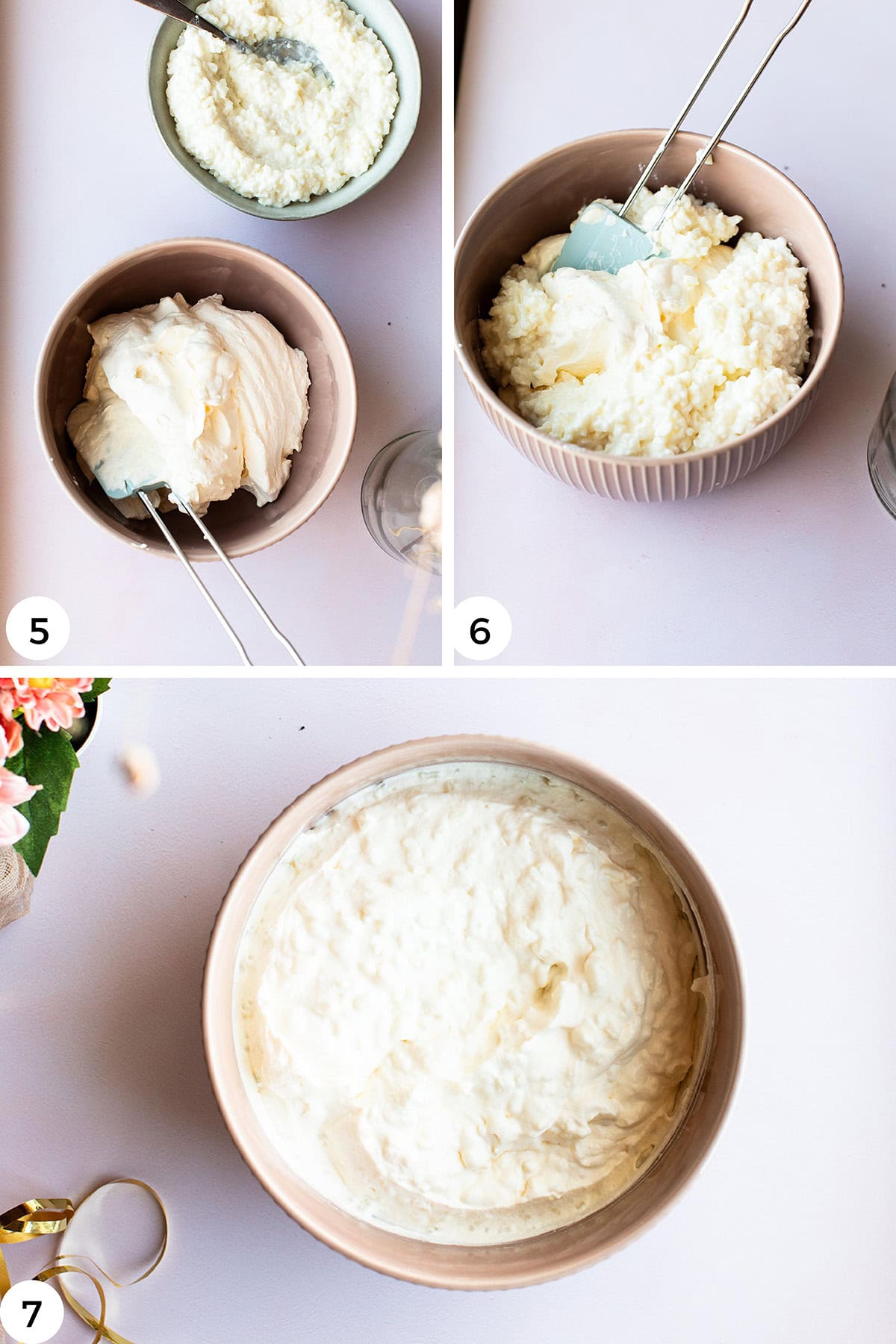 Steps to fold the rice cream.
