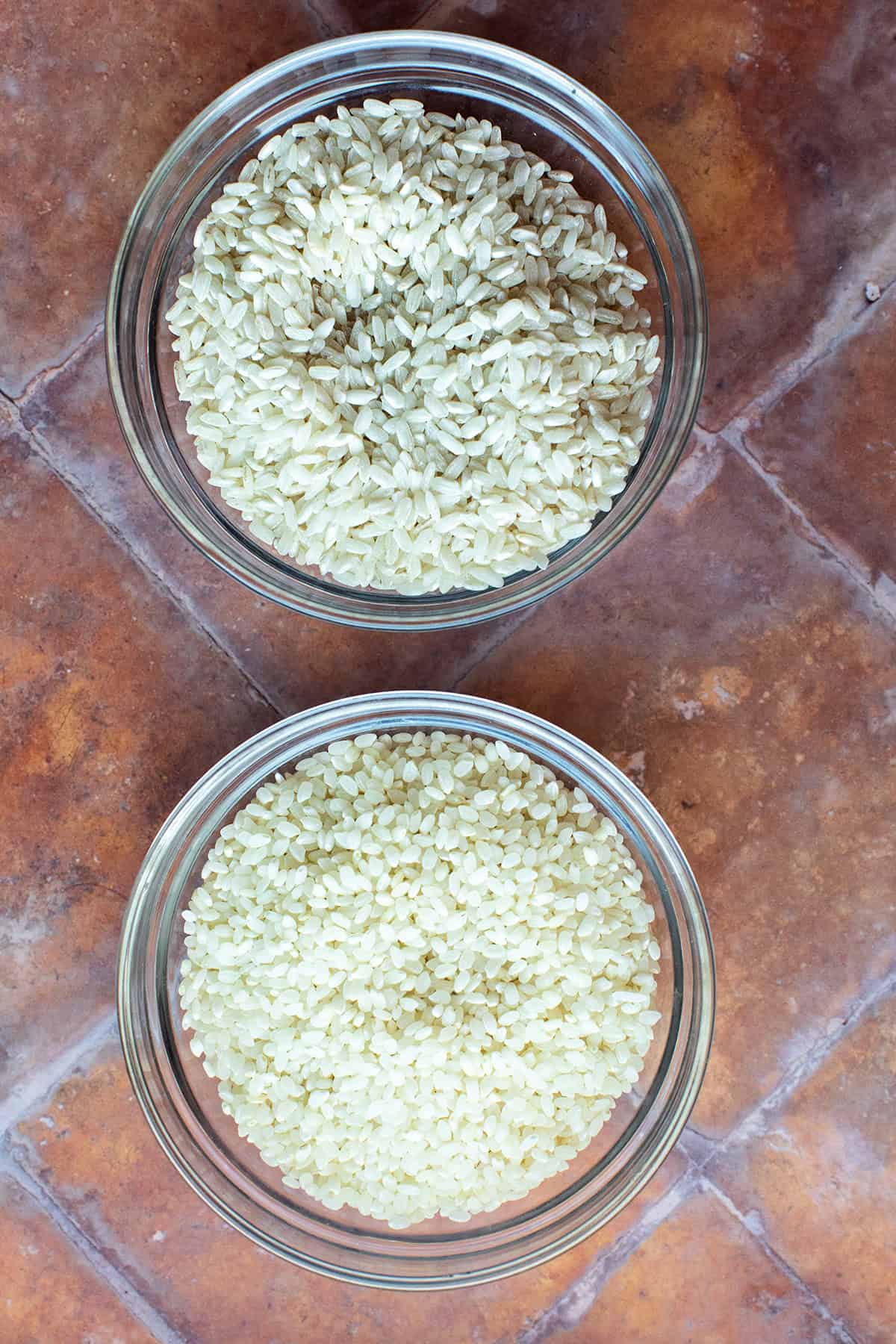 Difference between risotto rice and round grain porridge rice.