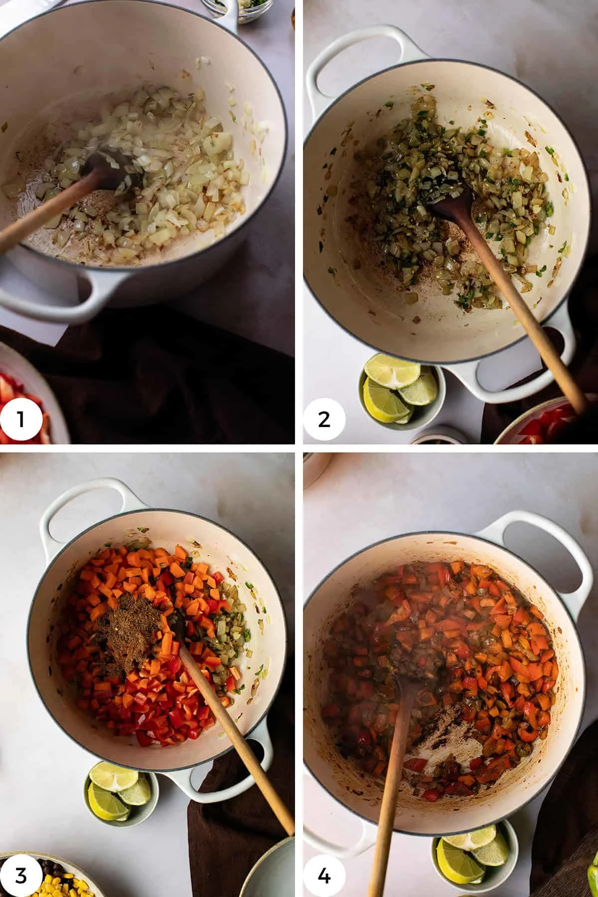 First steps to make the soup.