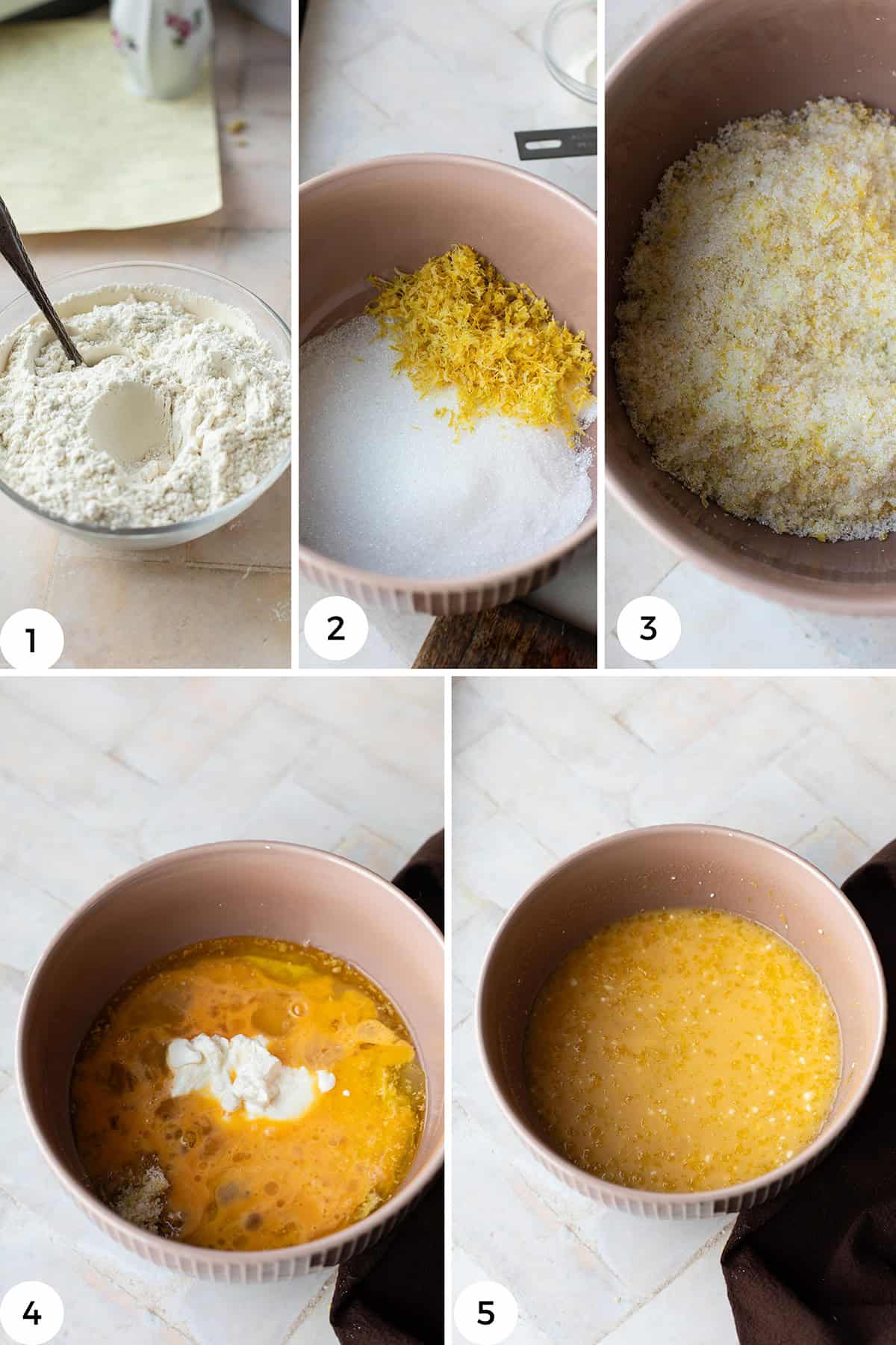 Steps to mix the batter.