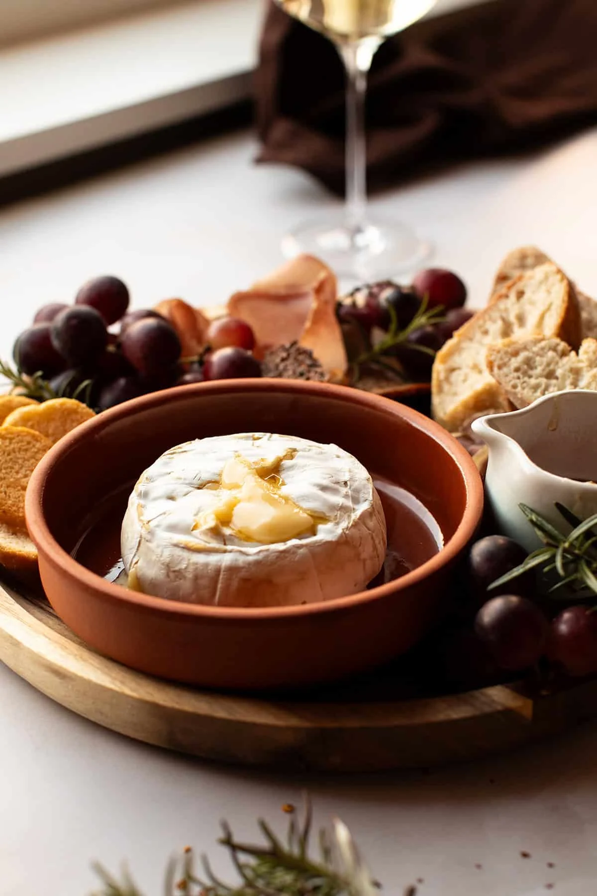 Baked brie with a backlight.
