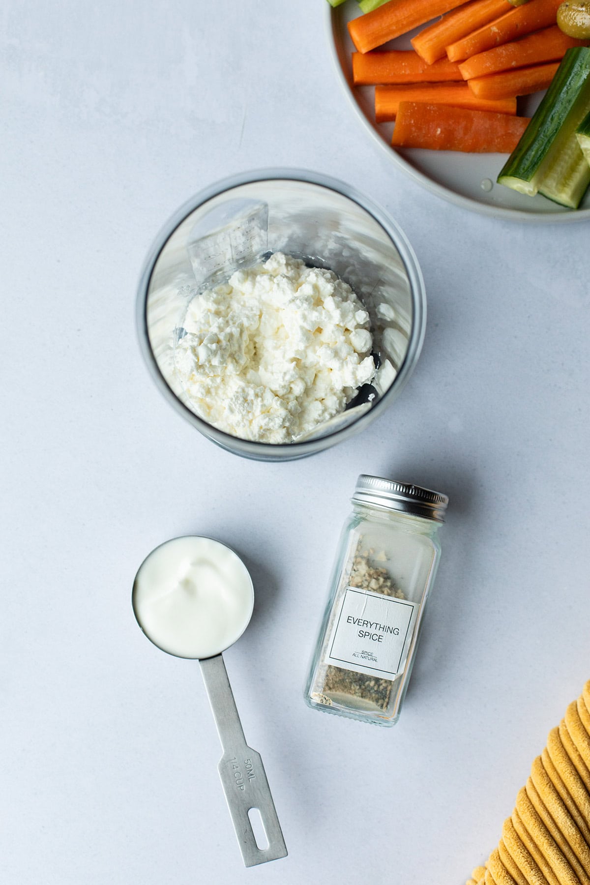Ingredients for cottage cheese ranch dip.